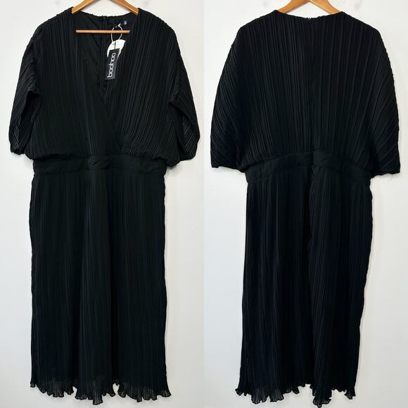 BOOHOO Midi Dress Womens Size 22 Pleated Special Occasion Event Party Holiday - Picture 3 of 11